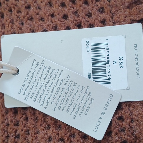 NWT ** Lucky Brand Brown Brown Fringe Cropped Pullover Sweater ** SZ M - Picture 8 of 9